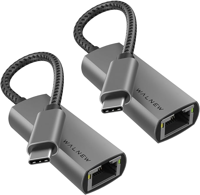 USB-C to Ethernet Adapter, WALNEW USBC to RJ45 LAN Adapter, Gigabit Cat Network by WALNEW