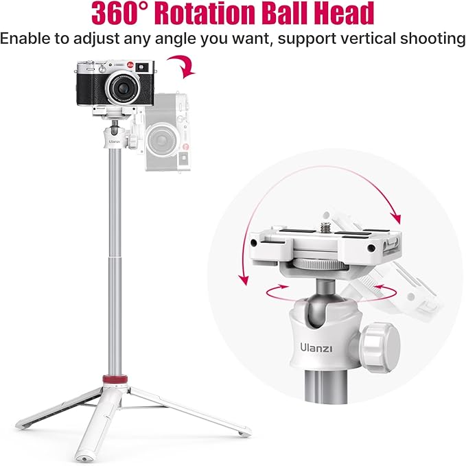 ULANZI MT-44 Extendable Phone Tripod, 360° Ball Head Camera Tripod - Image 4