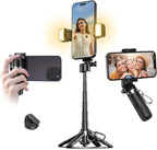 Mini Tripod with Dual Fill Lights, Portable Selfie Stick with Wireless Remote by Linber