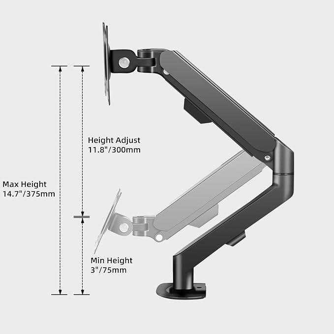 Monitor Arm Desk Mount Single 17-34 inch Portable Adjustable Vesa Stand Gas - Image 4