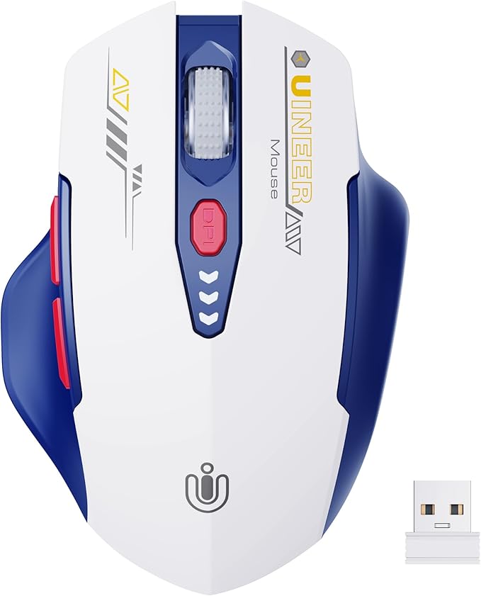 Wireless Mouse, Visible Battery Display，Rechargeable Laptop Mouse Wireless 2.4G by UINEER
