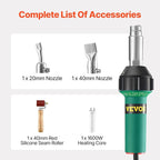 VEVOR Hot Air Plastic Welder, 1600W Hot Air Torch Pistol, 122-1112℉ PVC TPO - Image 6