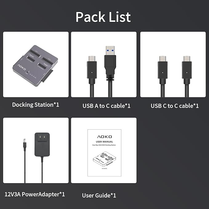 AOKO M.2 NVMe SSD Cloner, Dual-Bay 4-in-1 Hard Drive Duplicator/Reader - Image 7