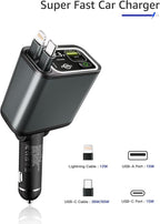 Retractable Car Charger USB C, 107W Type C Car Charger Fast Charging - Image 4