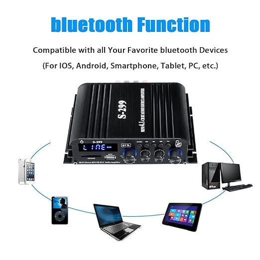 4.1 Channel Bluetooth 5.0 Mini Audio Amplifier Receiver, 4×50 W + Active - Image 3