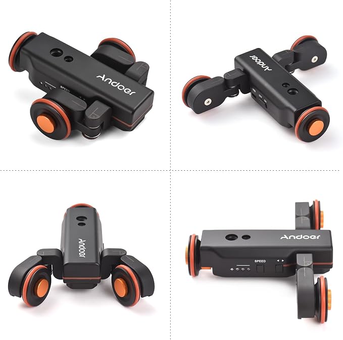 Andoer Video Camera Dolly with Ballhead & Phone Holder, 3-Speed Motorized Auto - Image 7