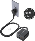 TROND 360° Rotating Flat Plug Extension Cord 3ft, Low Profile Small Power Strip by TRONDOfficial