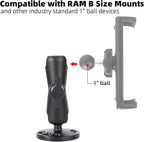 1" Ball Double Socket Arm with AMPS Hole Round Plate Base, Aluminum Alloy - Image 3