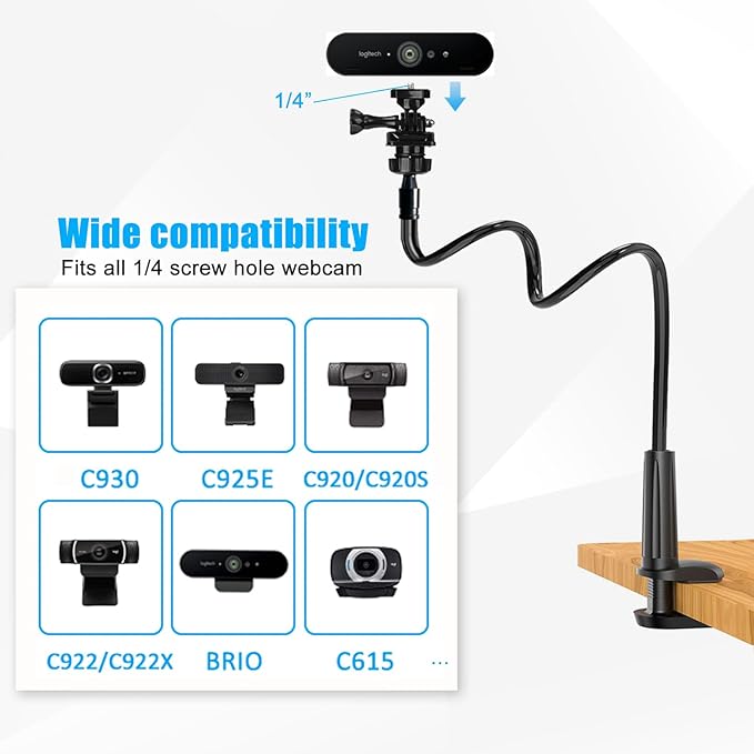 Webcam Stand for Desk, Flexible Gooseneck Webcam Mount Holder Arm - Image 4