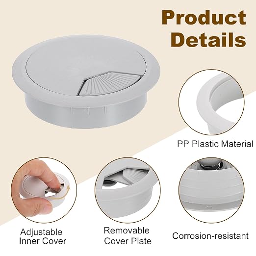 uxcell 6 Pcs 80mm Desk Grommet, Plastic Cable Hole Cover, Wire Cord Cable - Image 3