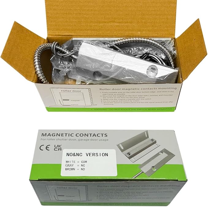 NO&NC 3 Wires Magnetic Garage Door Contacts Heavy Duty Alarm Switch Sensor - Image 7