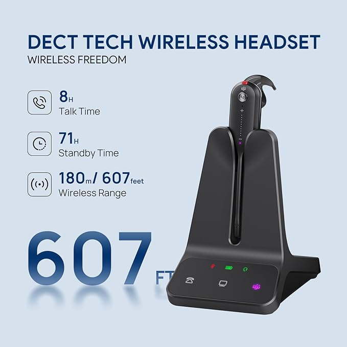 Yealink DECT Wireless Headset WH63 E2, Teams Certified, Single Ear Office - Image 2