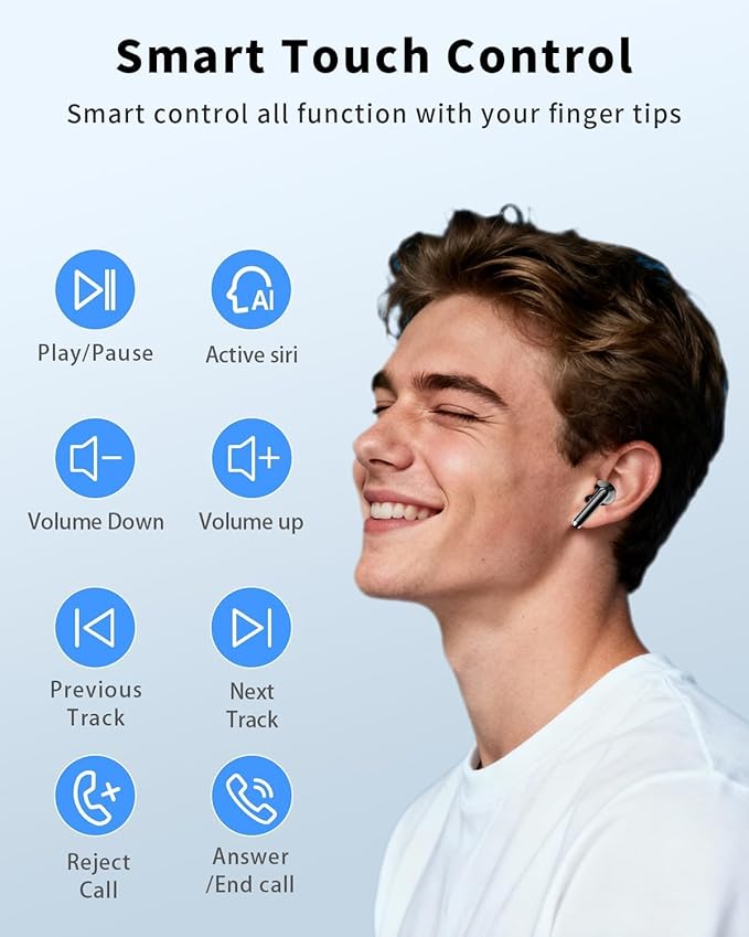 Wireless Earbuds, Deep Bass Stereo Ear Buds Clear Calls - Image 6