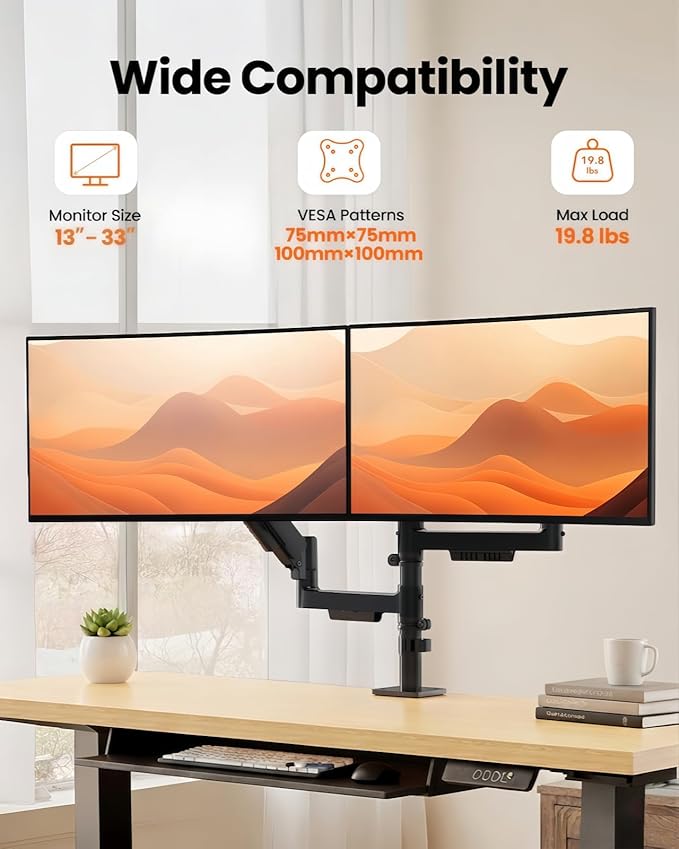 ErGear Vertical Dual Monitor Stand, Stacked Monitor Mount - Image 2