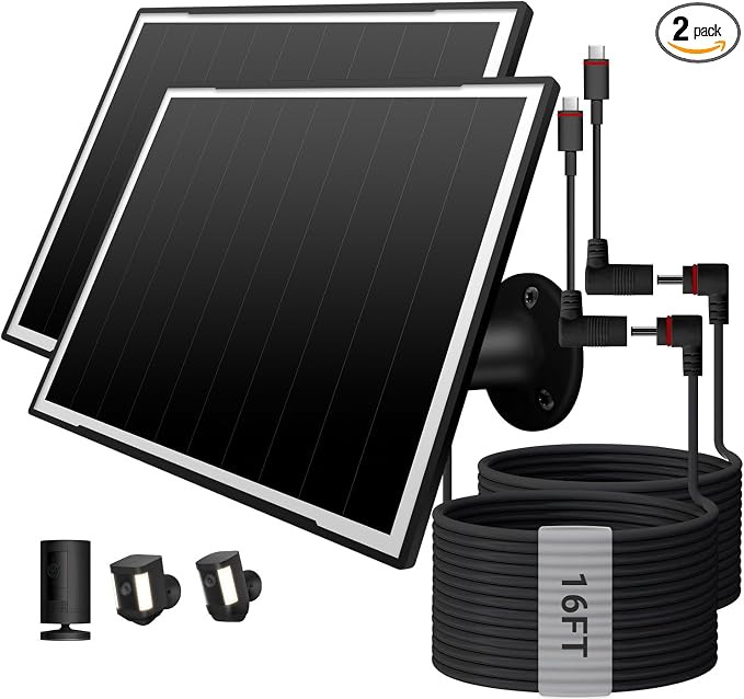 2-Pack Solar Panel Charger for Ring Camera, 8W High-Efficiency by Unknown