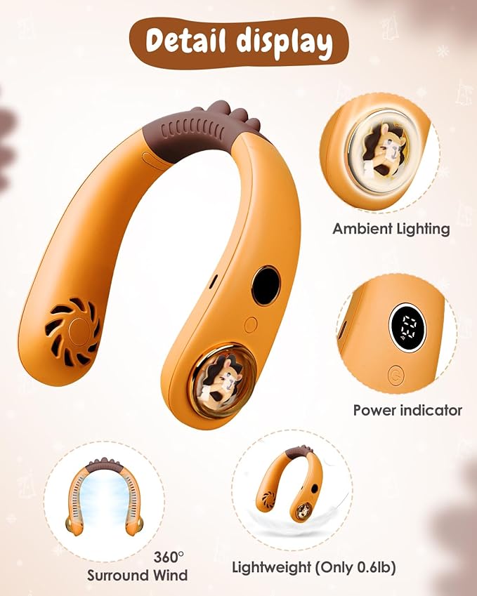 Neck Fan for Kids, Bladeless Portable Fan Rechargeable for 4-14Y Girls & Boys - Image 5