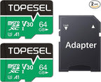 TOPESEL 64GB 2-Pack Micro SD Card, 4K Camera Pro, UHD Video by TOPESEL
