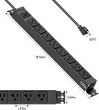 JUNNUJ Heavy Duty Power Strip Wall Mount, 20 Amp Surge Protector 1200J Metal 8 - Image 2
