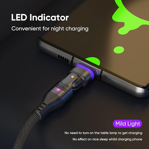 240W Rotating USBC to USB C Magnetic Data Cable, 3ft - Image 8