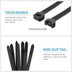 Zip Ties Assorted Sizes 300 Pack, 12+14+18 Inch, 300LBS Tensile Strength Heavy - Image 4