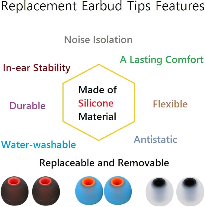 Earbud Tips Earbud Replacement Pieces Silicone Soft and Comfortable Compatible - Image 6