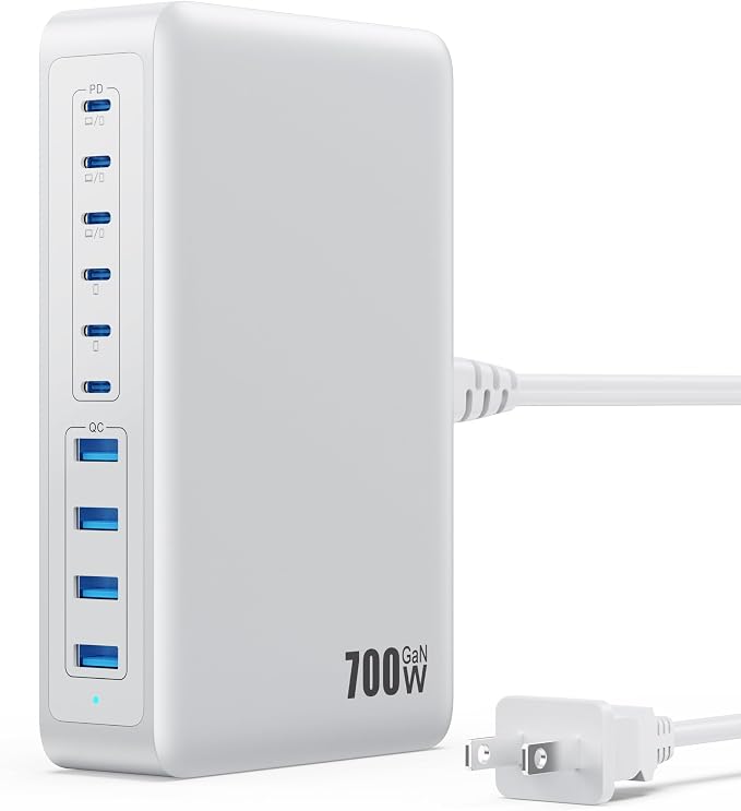 USB C Charger 700W USB C Charger Block, Upgraded GaN V 10-Port Fast Charging by GKUTW