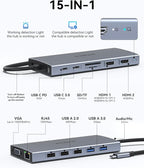USB C Docking Station Dual Monitor 15 in 1 Laptop Docking Station Triple Display - Image 2