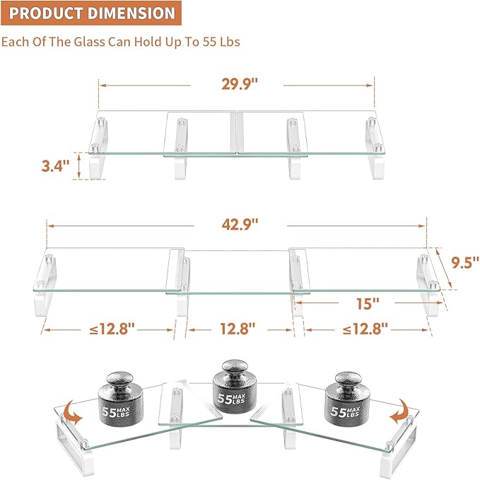 Hemudu Dual Monitor Stand, Computer Monitor Stand, Desktop Organizer, Monitor - Image 6