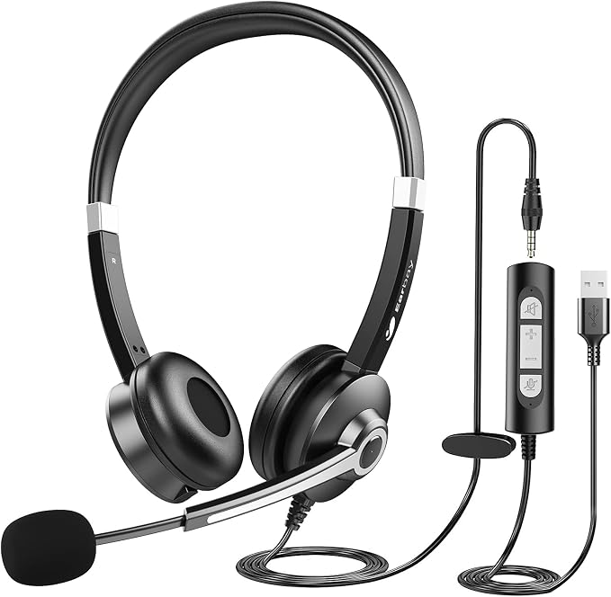 USB Computer Headset with Microphone by Earbay