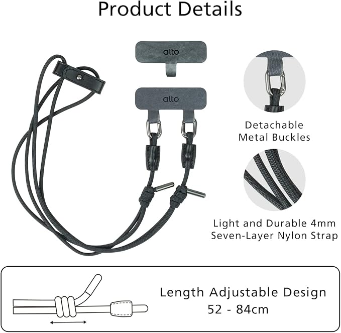 alto Crossbody Phone Lanyard: detachable patch, nylon strap - Image 4