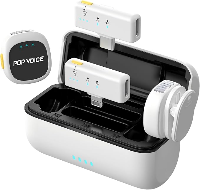 Mini Microphone for iPhone Android, Wireless Mic by PoPvoice
