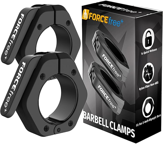Barbell Clips, Barbell Clamps, Quick Release Olympic Barbell Clamps by Forcefree
