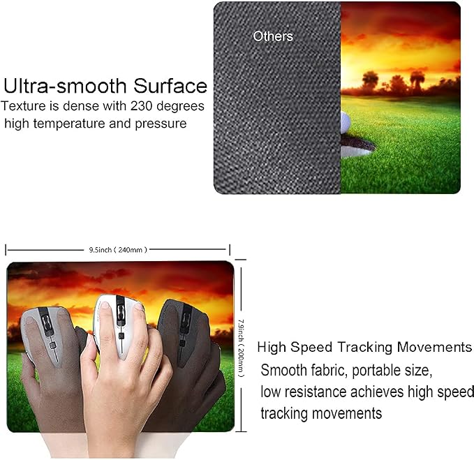 Mouse Pad, Ball in Hole Golf Mouse Pad Rectangle Custom Designs, Waterproof - Image 3