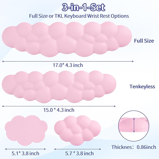 Cloud Wrist Rest Keyboard, Cloud Keyboard Wrist Pad Set - Image 7