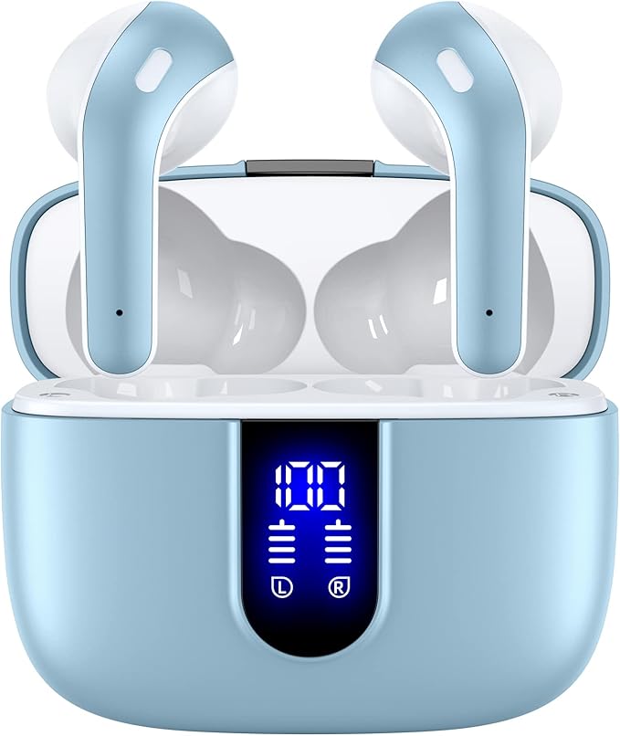 TAGRY Bluetooth Headphones True Wireless Earbuds 60H Playback LED Power Display by TAGRY
