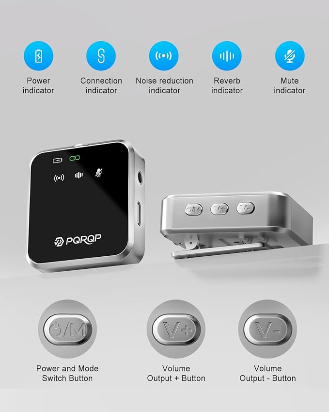PQRQP 3 in 1 Mini Microphone for iPhone, Camera | 328ft Range & 18H Battery | - Image 2