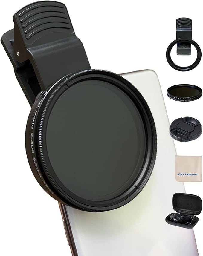 52mm Clip-on ND2-400 Phone Camera Lens Filter Kit, Adjustable Neutral Density by SKYZHENG