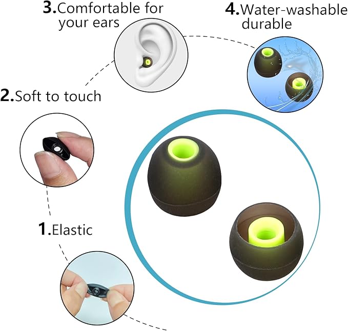 Earbud Tips Ear Bud Tips Soft Anti Slip Washable and Reusable Silicone - Image 5