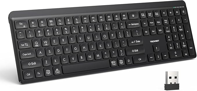 TECKNET Bluetooth Keyboard Rechargeable, 2.4G Wireless Keyboard, Full-Size by Tecknet