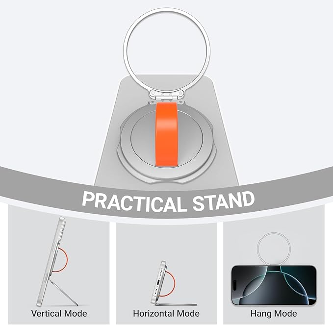 Grat 3 Upgraded Magnetic Phone Grip Stand, 360° Rotatable Silicone Strap Phone - Image 4