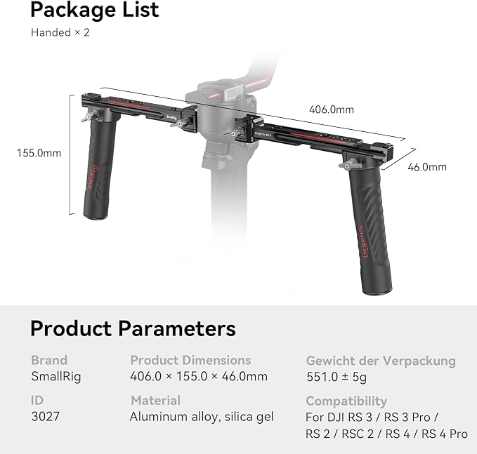 SMALLRIG Dual Handle Handgrip for DJI RS 4 /RS 4 Pro/RS 3 / RS 3 Pro/RS 2 / RSC - Image 6
