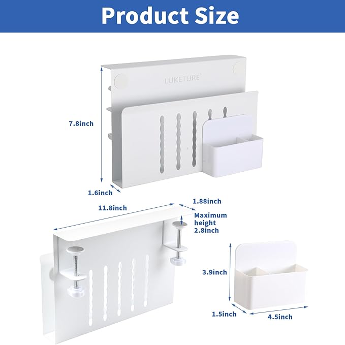 LUKETURE Laptop Holder, Steel Desk Side Storage, No Drill Standing Desk - Image 2