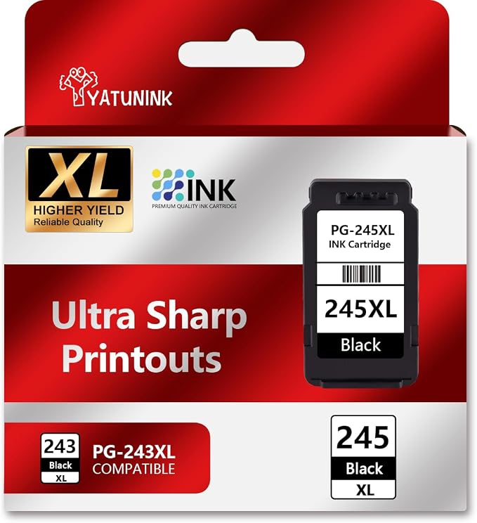245XL Ink Cartridge Compatible for Canon 245XL Black Ink PG-243 PG-245 XL PG243 by YATUNINK