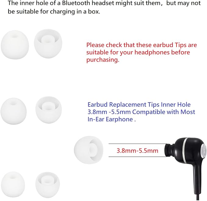 Earbud Tips Soft and Comfortable Headphone Ear Tips Ear Bud Replacement Pieces - Image 3