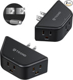 TROND 2 Pack Multi Plug Wall Outlet, 3 Way Angled Wall Outlet Extender by TRONDOfficial