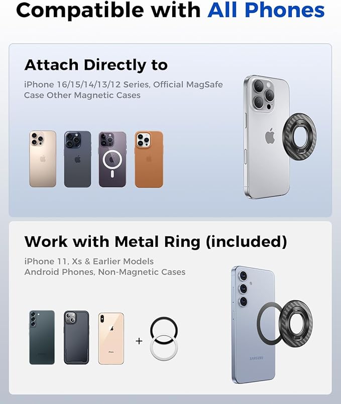 SYNCWIRE Carbon Fiber Magnetic Phone Ring Holder - Image 8