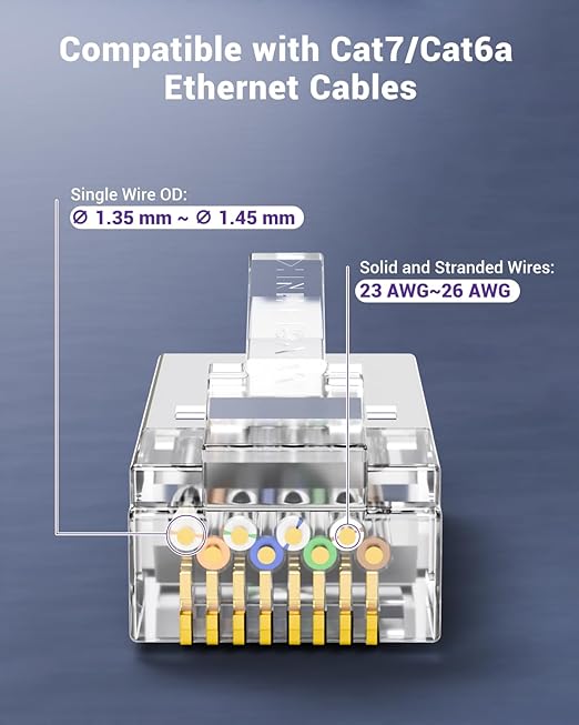 VCE 30-Pack RJ45 Connectors CAT7/CAT6A, Non-Pass-Thru Shielded Modular Plugs - Image 4