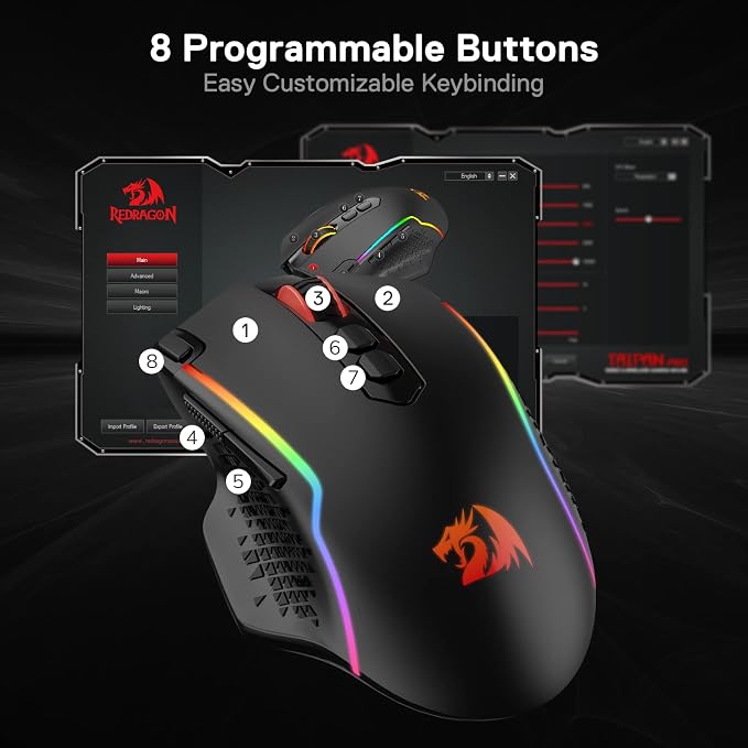 Redragon M810 Pro Wireless Gaming Mouse, 10000 DPI Wired/Wireless Gamer Mouse - Image 8