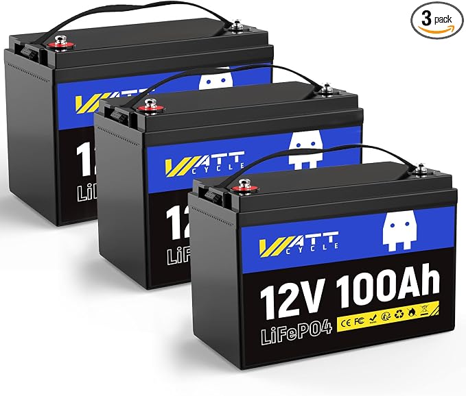 3X 12V 100Ah LiFePO4 Lithium Battery by Wattcycle