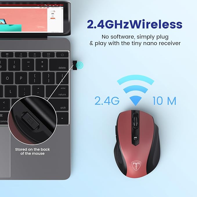 Wireless Mouse, D-09 Computer Mouse USB Cordless Mice - Image 3